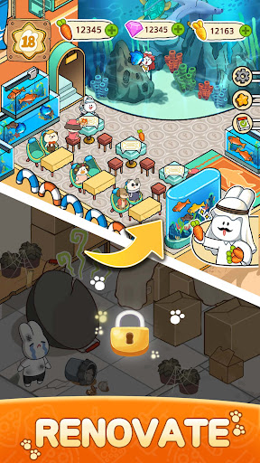 Przyjazne zwierzęce postacie przy stoisku z gorącym garnkiem